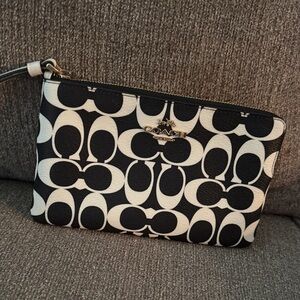 Coach Signature Black and White Wristlet